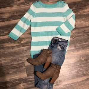 Blue and off white stripped sweater! (Small)